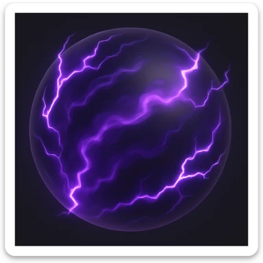 Add lightning effects to the pulsating sphere of purple and dark energy in 3D emoji style. The 3D emoji style does not support editing, so use the general style editor while respecting the 3D emoji look. sticker