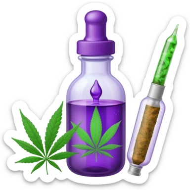 baby bottle with purple liquid and marijuana joint sticker