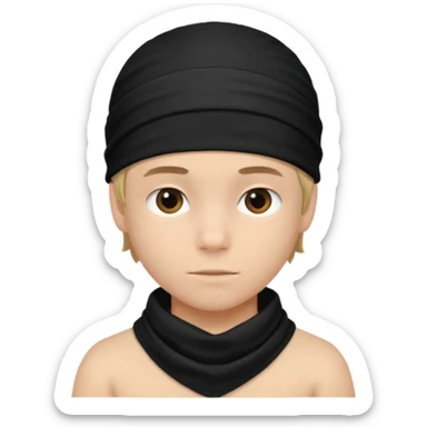 Make a boy wearing black bandana with some design on it  sticker