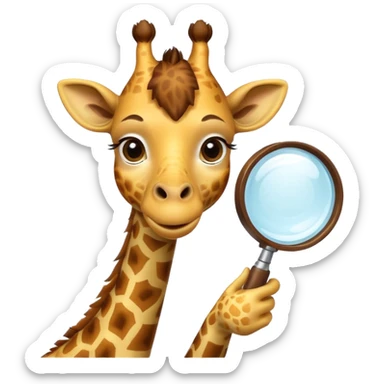curious giraffe with magnifying glass sticker