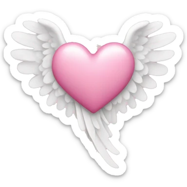 Pink heart with white angel wings sticker