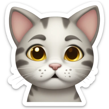 Shy cat covering her mouth with paw and closing eyes sticker