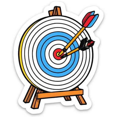 sticker style archery target with thick outline and bright colors, no background sticker