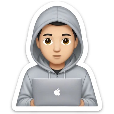 homme avec capuche et macbook sticker