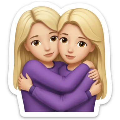 2 sisters hugging blonde and brunette sticker