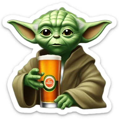 yoda drinking jagermeister green bottle sticker