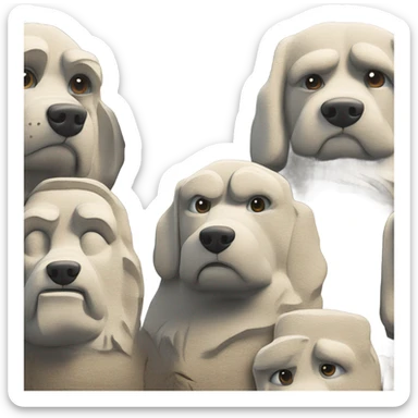 Dogs faces ￼carved in Mount Rushmore sticker