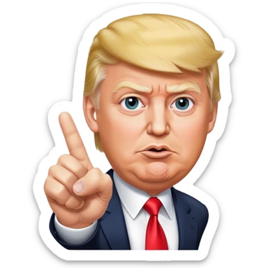 Super realistic Donald Trump pointing index finger up, realistic face sticker
