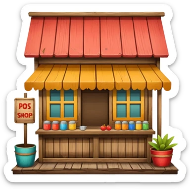 small indonesian roadside shop, front facing sticker