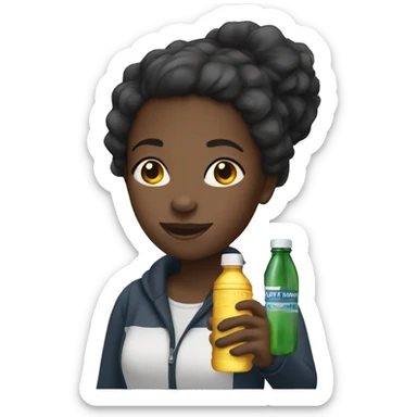 Black girl with a Stanley bottle in her hand sticker
