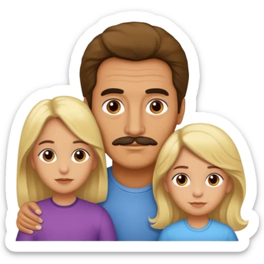 Papá CALVO moreno, hija rizada con pelo largo  y mamá rubia con pelo lacio  pero que NO se abracen sticker