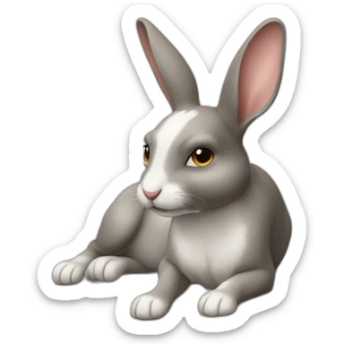 Lapin assis sur un chien sticker