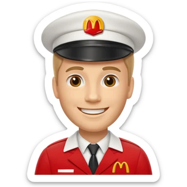 caucasian male McDonald's worker sticker