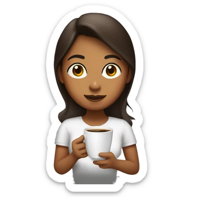 Dominican back girl having coffee sticker