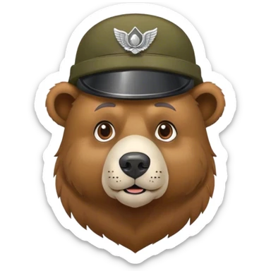 Bear waring a army hat with dog tags  sticker