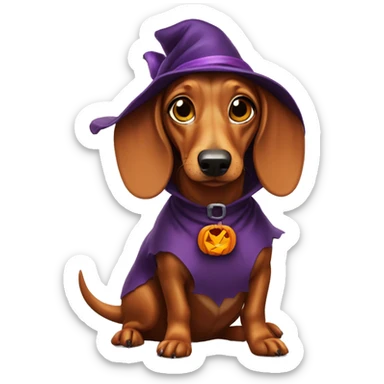 dachshund dog in Halloween costume, known as a Halloweenie sticker