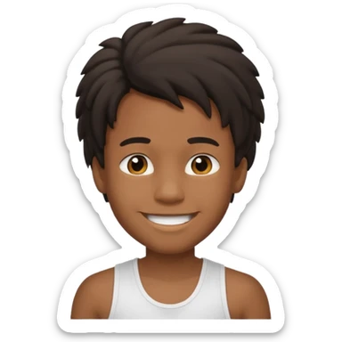 Je veut un garçon qui a des cheveux locks mi long c un renoi il porte un débardeur blanc et qui sourit sticker