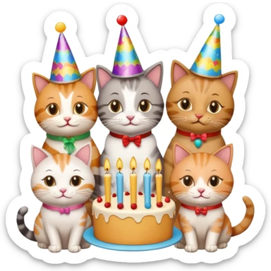 12 cats at a birthday party sticker