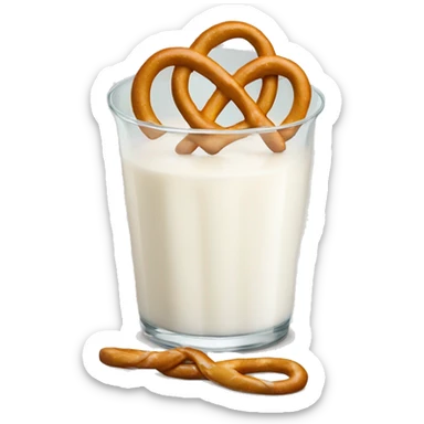 A glass of milk with a pretzel sticker