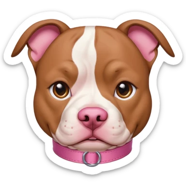  Brown and white pitbull with a pink color and eyebrows sticker