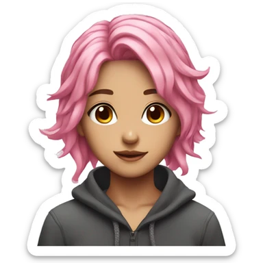 anime girl with pink hair sticker