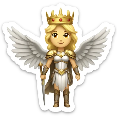 Blond Valkyrie full body with crown with wings sticker