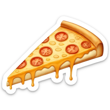 golden pizza slice with shiny gold cheese and crust sticker