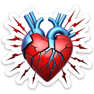 bloody broken heart for cyberpunk augmented reality overlay holographic sticker