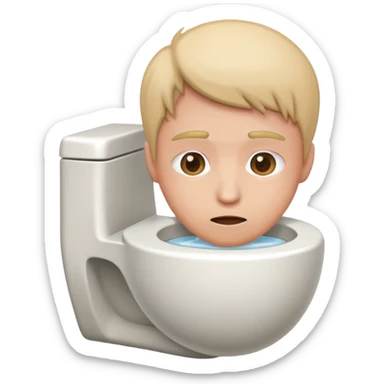 person with head in toilet bowl sticker
