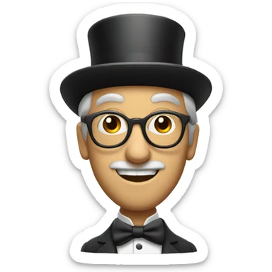 Man with glasses and a top hat on with a spoon in his hand  sticker