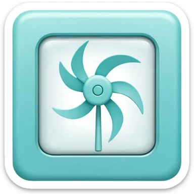 a Tiny compressed Stylized light-turquoise wind symbol inside a pastel white square icon, light turquoise thick borders sticker