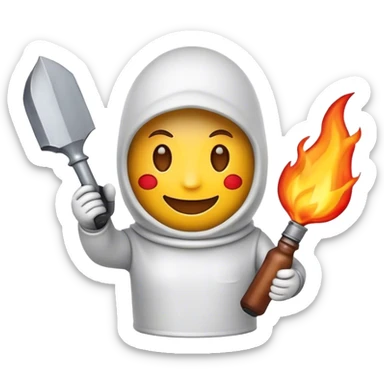 Emoji smiling and holding a Molotov  sticker