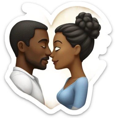 Black husband and wife in a heart kiss sticker