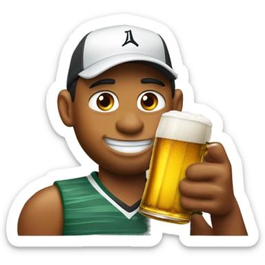 Tiger Woods with a beer sticker