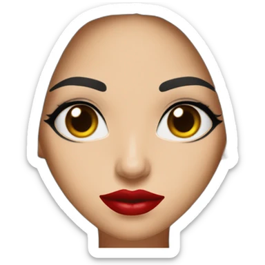 woman dark eyes spanish black haired long hair split in the middle red lips sticker