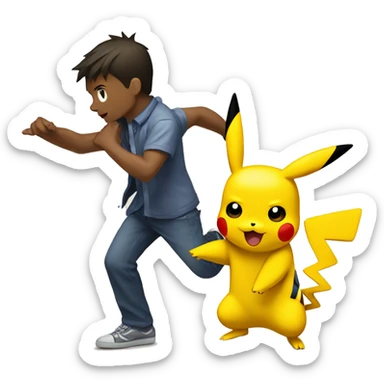 Pikachu smacking a person sticker