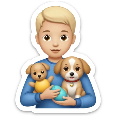 child with dog toy sticker