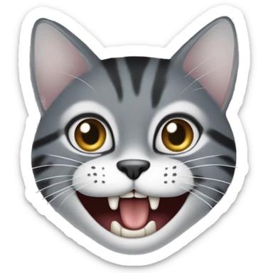 Le chat rigole, avec sourire de l’humain, avec les dents comme chez humain, ouvre sa bouche très fort  sticker