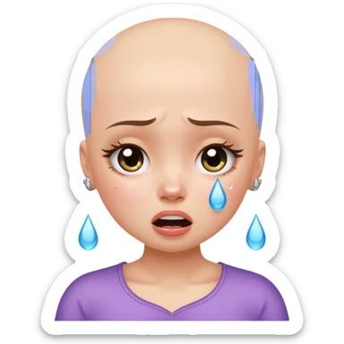 a pretty bratz fair bald girl crying  sticker