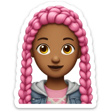 Girl with pink braids sticker