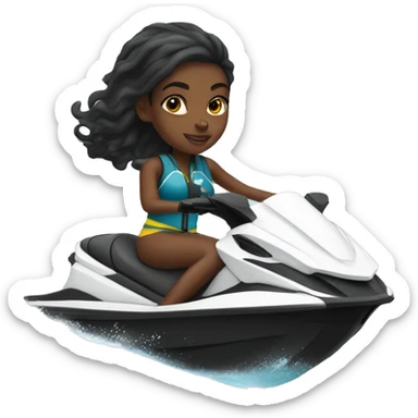 Black girl on a jet ski  sticker