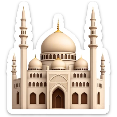 Cinematic Realistic Mohammad Al-Amin Mosque Landmark Emoji, showcasing the intricate architecture of the mosque rendered with rich textures and majestic, soft lighting. sticker