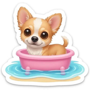 Bébé chihua porter petit baignoir rose Dans l'eau.hua noir marrant poil courut en vacances à la plage une poil courte disney film dessin animé pixar sticker