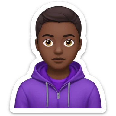 Quincy Brown with dark brown hair, purple outfit sticker