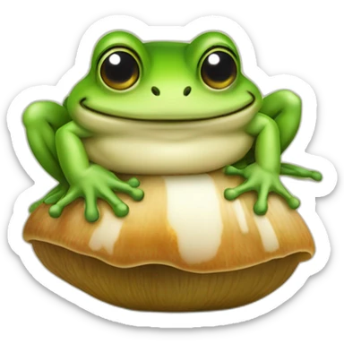 Une grenouille mignonne sur un champignon sticker