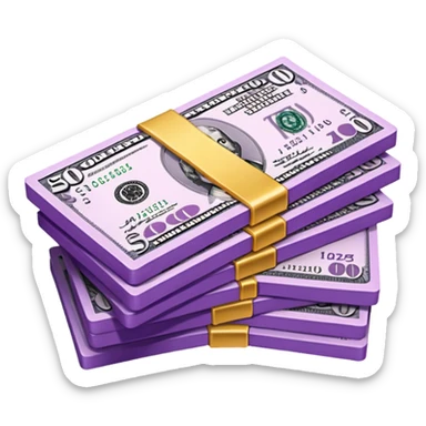 billetes en 3d morados en png sticker