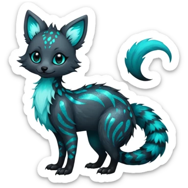 Feral Rare Fantasy Dark gothic spooky  sparkly shiny Vernid-Trico-species by LiLaiRa, random markings, tufted tail, tufted ears, full body sticker