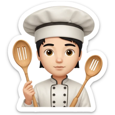 a pretty male bratz chef, black hair. fair sticker
