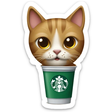 un gato con anteojos agarrando un vaso de starbucks sticker