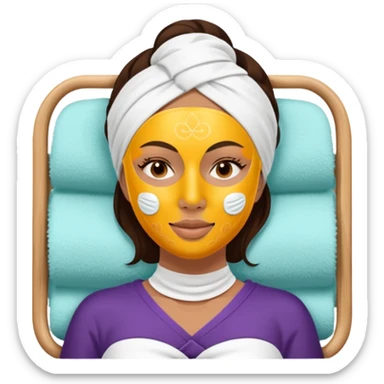 Lady with face mask spa beauty full face relaxing sticker